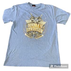 Harley Davidson Blue TShirt Rt 66 Tulsa Oklahoma Large 2014 Motorcycle